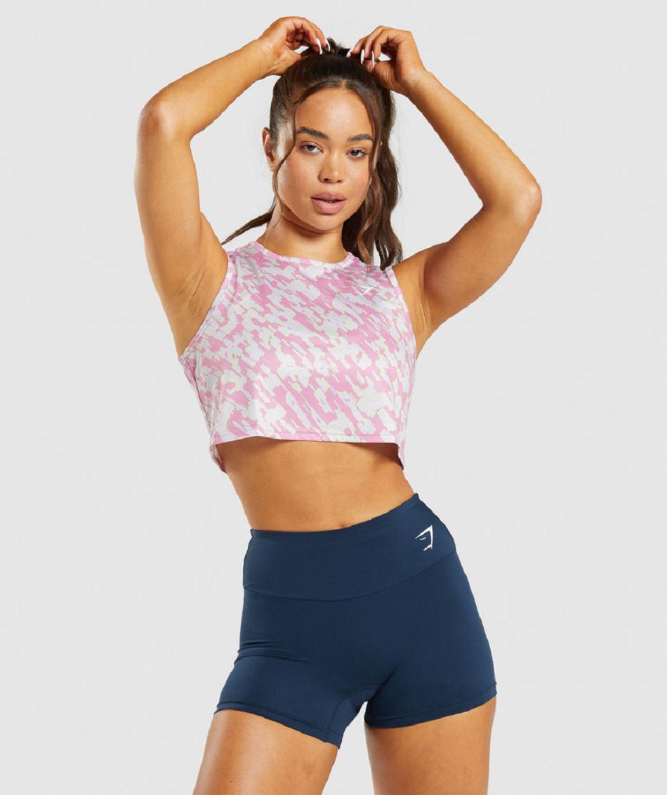 Podkoszulki Damskie Gymshark Treningowe Crop Różowe | PL 3056KOR